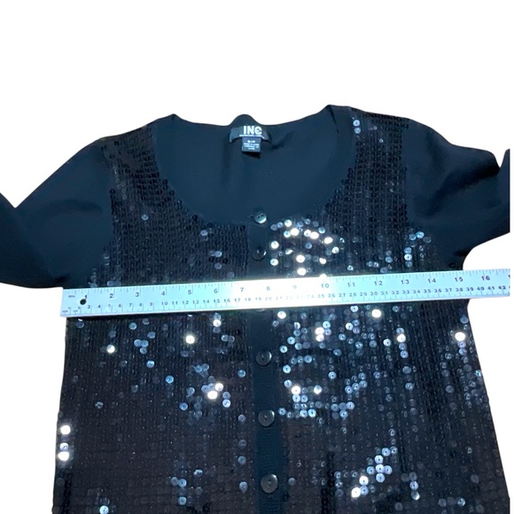INC INTERNATIONAL CONCEPTS Black Sequined Cardi Small - Picture 5 of 8